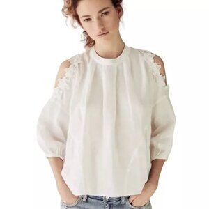 Anthropologie Eri + Ali Jemma Linen Cold Shoulder Blouse